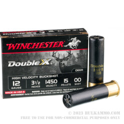 5 Rounds of 12ga 3-1/2" Ammo by Winchester Double-X - 00 Buck