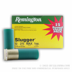 15 Rounds of 12ga Ammo by Remington - 1 ounce Rifled Slug