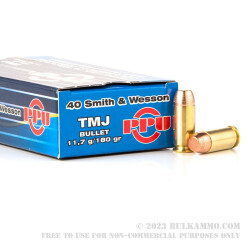 50 Rounds of .40 S&W Ammo by Prvi Partizan - 180gr TMJ