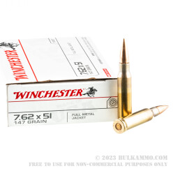 200 Rounds of 7.62x51mm Ammo by Winchester - 147gr FMJ