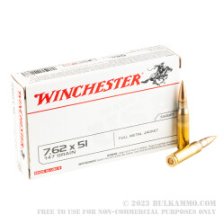 200 Rounds of 7.62x51mm Ammo by Winchester - 147gr FMJ