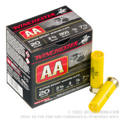 250 Rounds of 20ga Ammo by Winchester AA - 7/8 ounce #7 1/2 shot