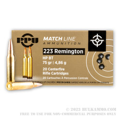 20 Rounds of .223 Ammo by Prvi Partizan - 75gr HPBT Match