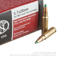 50 Rounds of 5.7x28 mm Ammo by FN Herstal - 27gr Lead Free JHP