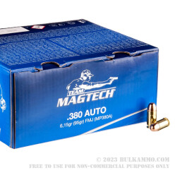250 Rounds of .380 ACP Ammo by Magtech - 95gr FMJ