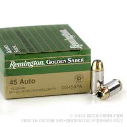 500  Rounds of .45 ACP Ammo by Remington Golden Saber  - 185gr JHP