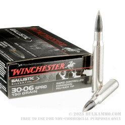 20 Rounds of 30-06 Springfield Ammo by Winchester Ballistic Silvertip - 150gr Polymer Tipped