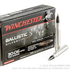 20 Rounds of 30-06 Springfield Ammo by Winchester Ballistic Silvertip - 150gr Polymer Tipped