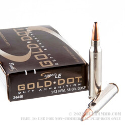20 Rounds of .223 Ammo by Speer Gold Dot - 55gr SP