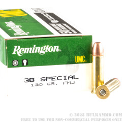 50 Rounds of .38 Spl Ammo by Remington - 130gr MC