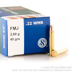 50 Rounds of .22 WMR Ammo by Sellier & Bellot - 40gr FMJ