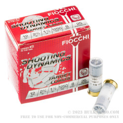250 Rounds of 12ga Ammo by Fiocchi - 1 1/8 ounce #8 shot