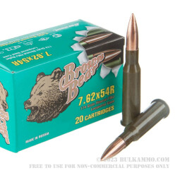500  Rounds of 7.62x54r Ammo by Brown Bear - 174gr FMJ