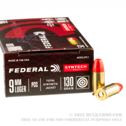 500 Rounds of 9mm Ammo by Federal Syntech PCC - 130gr Total Synthetic Jacket