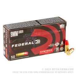 500 Rounds of 9mm Ammo by Federal Syntech PCC - 130gr Total Synthetic Jacket