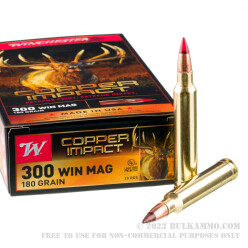 20 Rounds of .300 Win Mag Ammo by Winchester Copper Impact - 180gr Copper Extreme Point