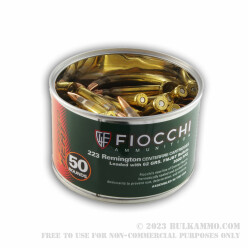 50 Rounds of .223 Canned Heat Ammo by Fiocchi - 62gr FMJBT
