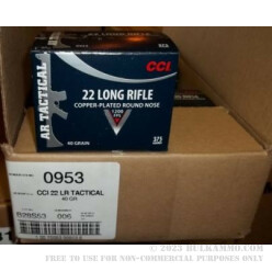 375 Rounds of .22 LR AR-Tactical Ammo by CCI - 40gr CPRN