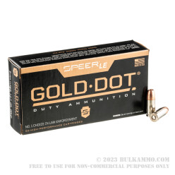 1000 Rounds of 9mm Ammo by Speer Gold Dot LE - 147gr JHP