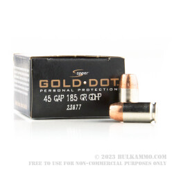 20 Rounds of .45 GAP Ammo by Speer - 185gr JHP