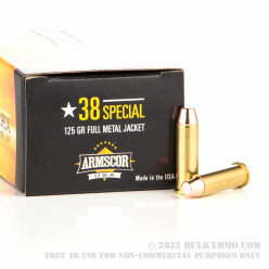 50 Rounds of .38 Spl Ammo by Armscor - 125gr FMJ