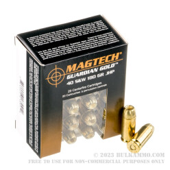 20 Rounds of .40 S&W Ammo by Magtech - 180gr JHP