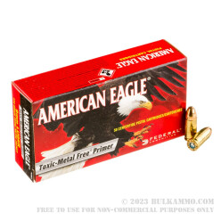 50 Rounds of 9mm Ammo by Federal American Eagle - 124gr TMJ - Non-Tox