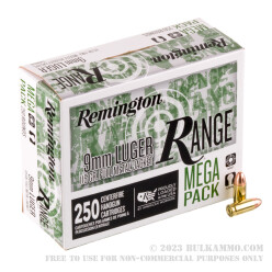 1000 Rounds of 9mm Ammo by Remington Range - 115gr FMJ