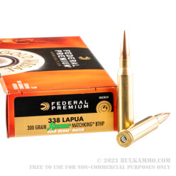 20 Rounds of .338 Lapua Mag Ammo by Federal Gold Medal - 300 gr HPBT