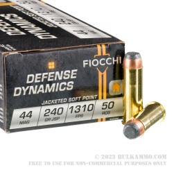 500 Rounds of .44 Mag Ammo by Fiocchi - 240gr JSP