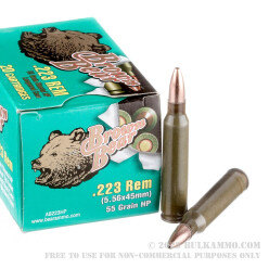 20 Rounds of .223 Ammo by Brown Bear - 55gr HP