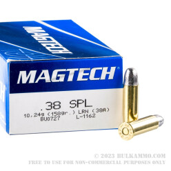 50 Rounds of .38 Spl Ammo by Magtech - 158gr LRN