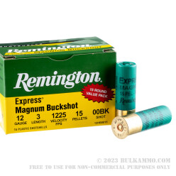 75 Rounds of 12 Gauge Ammo by Remington Express Magnum - 15 pellet 00 buckshot