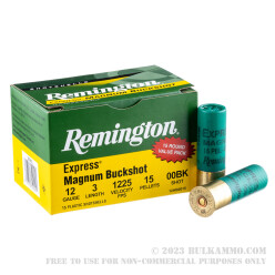 75 Rounds of 12 Gauge Ammo by Remington Express Magnum - 15 pellet 00 buckshot