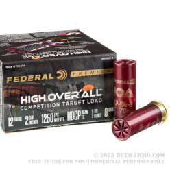 25 Rounds of 12ga Ammo by Federal High Over All - 1 1/8 ounce #8 shot