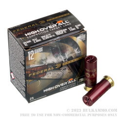25 Rounds of 12ga Ammo by Federal High Over All - 1 1/8 ounce #8 shot