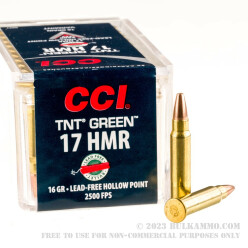 50 Rounds of .17HMR Ammo by CCI - 16gr Lead Free HP