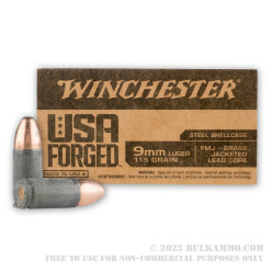 1000 Rounds of 9mm Ammo by Winchester USA Forged - 115gr FMJ