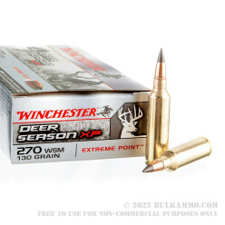 20 Rounds of 270 Win Short Mag Ammo by Winchester Deer Season XP - 130gr Polymer Tipped