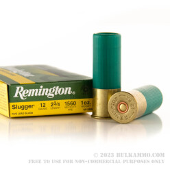 5 Rounds of 12ga Ammo by Remington Slugger - 1 ounce Rifled Slug