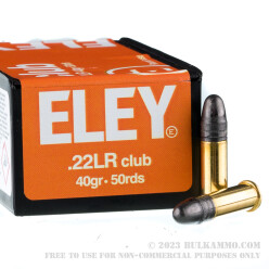 50 Rounds of .22 LR Ammo by Eley Club - 40gr LRN