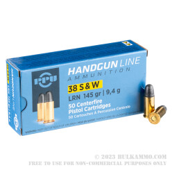 50 Rounds of .38 S&W Ammo by Prvi Partizan - 145gr LRN