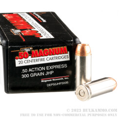 20 Rounds of .50 AE Ammo by Magnum Research - 300 gr JHP