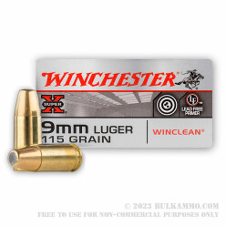50 Rounds of 9mm Ammo by Winchester - 115gr BEB