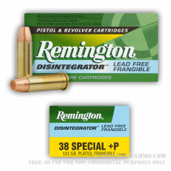 50 Rounds of .38 Spl Ammo by Remington - 100gr PF Disintegrator