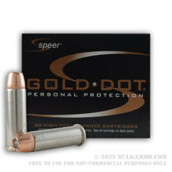 500 Rounds of .38 Spl Ammo by Speer - 125gr JHP Gold Dot