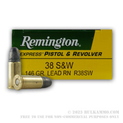 50 Rounds of .38 S&W Ammo by Remington - 146gr LRN