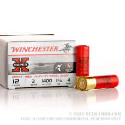 25 Rounds of 12ga Ammo by Winchester Super-X - 1-1/4 ounce #4 steel shot
