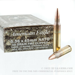 30 Rounds of 5.56x45 Ammo by Federal American Eagle - 55gr FMJBT