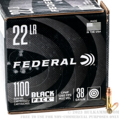 1100 Rounds of .22 LR Ammo by Federal Black Pack - 38gr CPHP